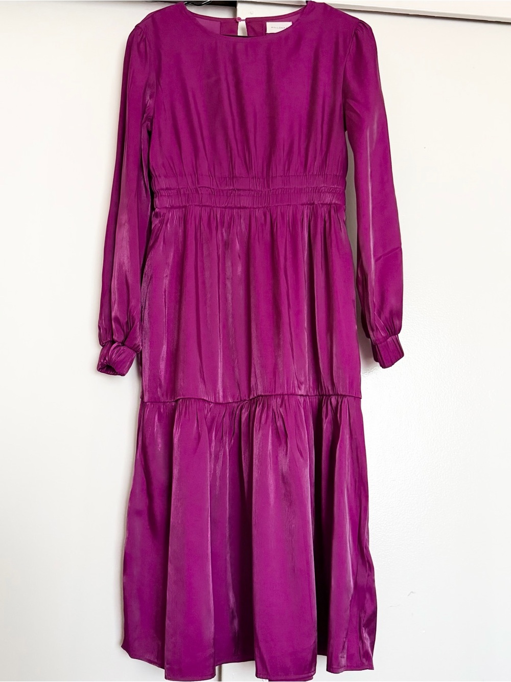 MELLODAY Fuchsia Long Sleeve Midi Dress